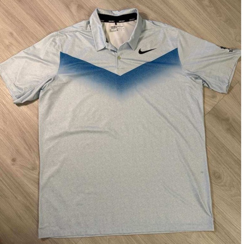 Nike Golf Dri-FIT Polo Shirt Men's XL Light Blue Gradient V-Neck Short Sleeve
